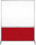DivideWrite Mobile Whiteboard | Double Sided Dry Erase Board | Portable Office Cubicle Partition | Display for Classrooms, Conference Rooms, Meeting Areas and More | Red Fabric 5' Wide X 6' Tall