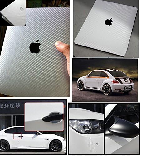 F & B LED LIGHTS Silver 3D Carbon Fiber Film Twill Weave Vinyl Sheet Roll Wrap (36" X 60", Silver)