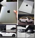 F & B LED LIGHTS Silver 3D Carbon Fiber Film Twill Weave Vinyl Sheet Roll Wrap (120" X 60", Silver)