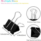 Black Binder Clips, 72 Pack, Non-Standard 41mm, 1.6 Inch, Large Clips, Capacity 0.66 Inch, Paper Clips, Office Clips, Office and School Supplies