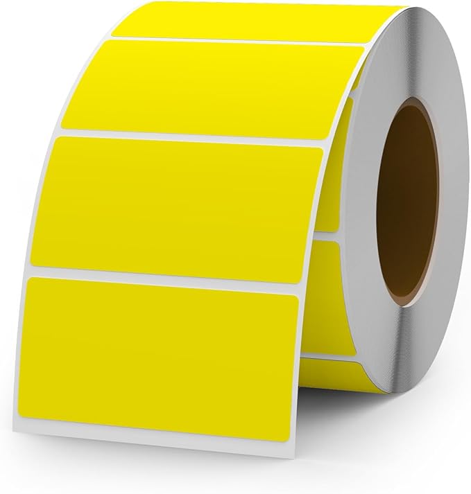 Yellow Color Coding Labels 1 × 2 Inches Self-Adhesive Vinyl Rectangle Stickers Waterproof Name Tags Removable Roll for Office School Home 500 PCS