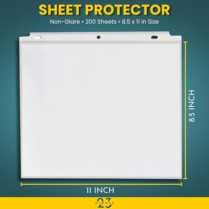 Always23 Sheet Protectors, Clear Sheet Protectors, Plastic Sheet Protectors, Nonglare, Economy 200 Pack