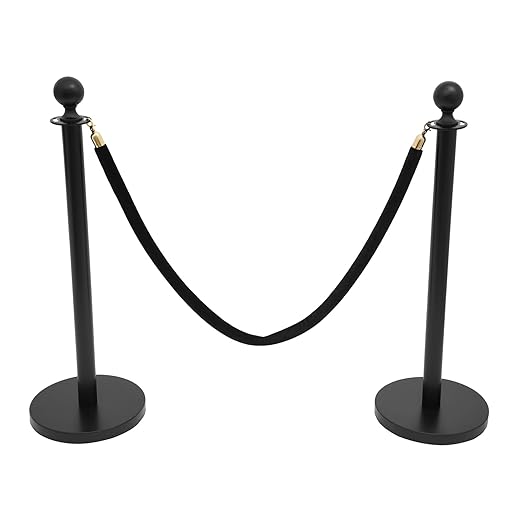 Crowd Control Stanchion Set, 4 Packs Stanchion Set with 4.92 ft/1.5 m Black Retractable Belt and 2 Ropes, Black Crowd Control Barrier for Theaters, Parties, Wedding, Exhibition