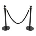 Crowd Control Stanchion Set, 4 Packs Stanchion Set with 4.92 ft/1.5 m Black Retractable Belt and 2 Ropes, Black Crowd Control Barrier for Theaters, Parties, Wedding, Exhibition