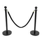 Crowd Control Stanchion Set, 4 Packs Stanchion Set with 4.92 ft/1.5 m Black Retractable Belt and 2 Ropes, Black Crowd Control Barrier for Theaters, Parties, Wedding, Exhibition