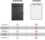 KINGFOM PU Leather Hardboard Office Clipboard, Magnetic Clip A4 Letter Size Clip Boards with Pen Holder for Nurses, Students, Teacher Black 2 Pack