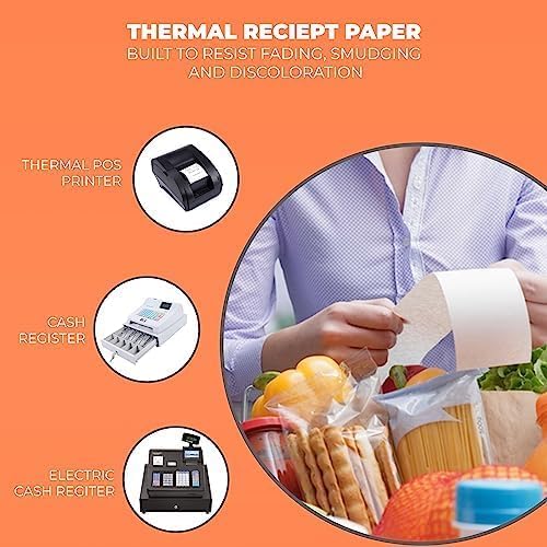 FRM 3 1/8 x 230 White Thermal Paper Receipt Rolls, Cash Register POS Receipt, POS Printer Paper, Fits All Credit Card Terminal, Receipt Paper, BPA Free