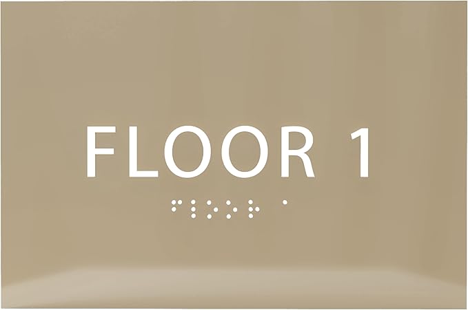 6" X4" Floor 1 Sign - ADA Compliant Tactile Graphics Grade 2 Braille Text | Wall Mount Plastic Directional Assistance, Floor Number Sign for Office, Schools, Hospitals, Apartments