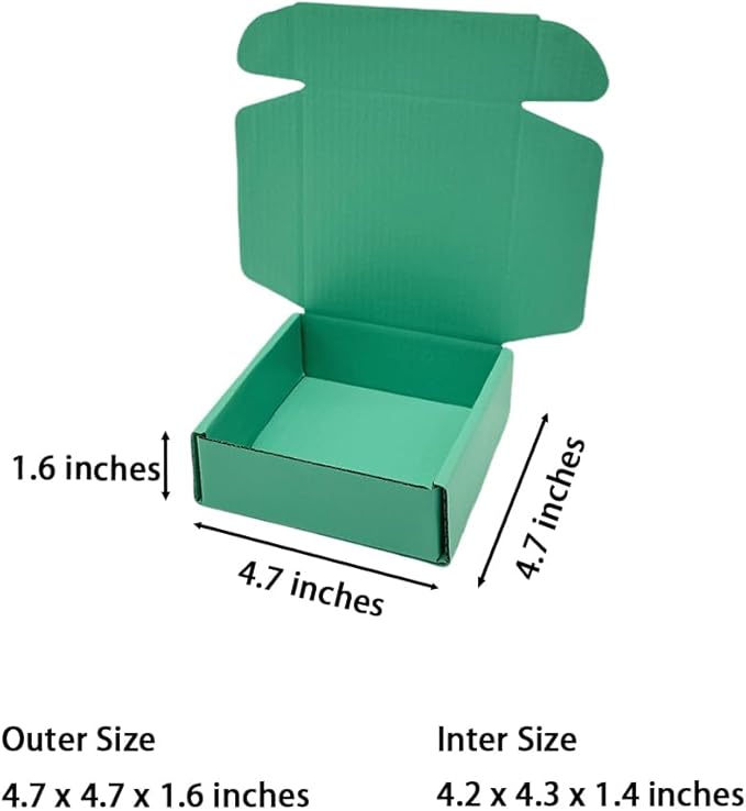 15 Pcs 4.7 x 4.7 x 1.6 Inches Mini Size Corrugated Cardboard Gift Boxes Recyclable Shipping Boxes for Packing Jewelry Ornament Gift Craft Packaging Supplier (Mint green, 4.7 x 4.7 x 1.6")