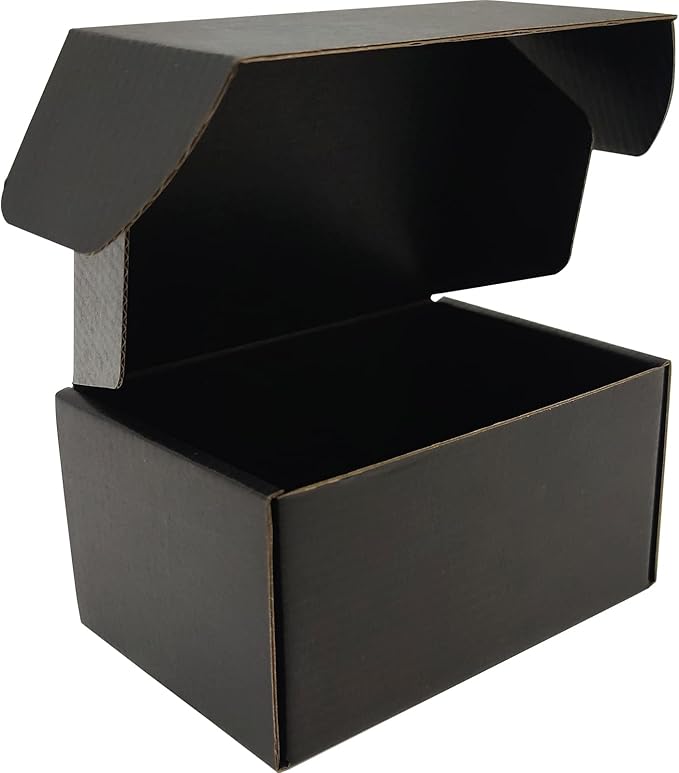 Small Black Shipping Boxes for Small Business Pack of 25-6x4x3 inches Cardboard Corrugated Mailer Boxes for Shipping Packaging Craft Gifts Giving Products