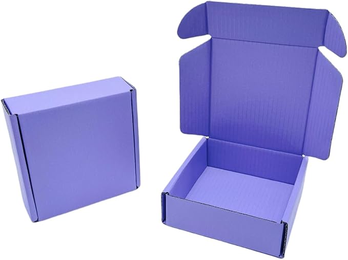 15 Pcs 4.7 x 4.7 x 1.6 Inches Mini Size Corrugated Cardboard Gift Boxes Recyclable Shipping Boxes for Packing Jewelry Ornament Gift Craft Packaging Supplier (Lavender, 4.7 x 4.7 x 1.6")