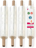 4 Rolls 20” x 1000 FT Stretch Wrap 72 Gauge Packing Wrap with Handle, Clear Stretch Film