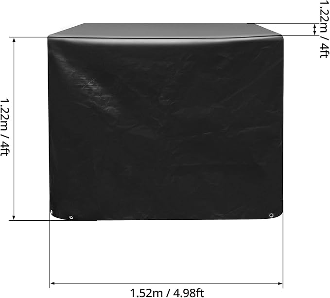 QWORK Pallet Cover, 2 Pack Heavy Duty Outdoor PE Waterproof Pallet Cover, 12 Mil Thick, 4 Ft. x 5 Ft. x 4 Ft, Perforated Roll, Protects Pallets, AC Units, Generators, Patio Furniture, Black