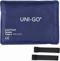 UNI-GO Gel Ice Packs for Injuries Reusable, Gel Cold Pack (10" x 13") with Two Straps, Cold Compress Pack for Back, Shoulders, Legs, Knees, Sciatica & Muscle Pain. (Blue-A)