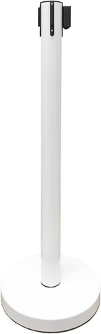 Retractable Stanchion, 6 SPECIALTY Posts + Signframe, 36" Ht, 78" Special Event & Holiday Theme Belt + Bonus Replacement Cassettes + Wall Receiver (WHT Post/Grand Opening Belt)