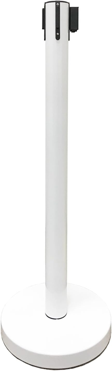 Retractable Stanchion, 6 SPECIALTY Posts + Signframe, 36" Ht, 78" Special Event & Holiday Theme Belt + Bonus Replacement Cassettes + Wall Receiver (WHT Post/Caution Belt)