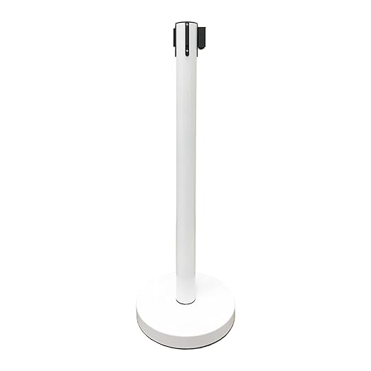 VIP Crowd Control Retractable Belt Stanchion Queue Safety Barrier Set, 36" Ht, 78" Belt + Wall Bracket (6 WHT Posts Patriot Belt + SFrame + WBracket)