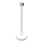 VIP Crowd Control Retractable Belt Stanchion Queue Safety Barrier Set, 36" Ht, 78" Belt (2 WHT Posts Blue Belt)