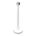 VIP Crowd Control Retractable Belt Stanchion Queue Safety Barrier Set, 36" Ht, 78" Belt (2 WHT Posts Black/Yellow Belt)