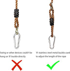Set of 2 Tree Swing Nylon Ropes Indoor Outdoor Adjustable Hammock Swinging Chair Straps Hanging Kit for Adjustment or Extension - Holds to 700lbs (60 inch, Brown)