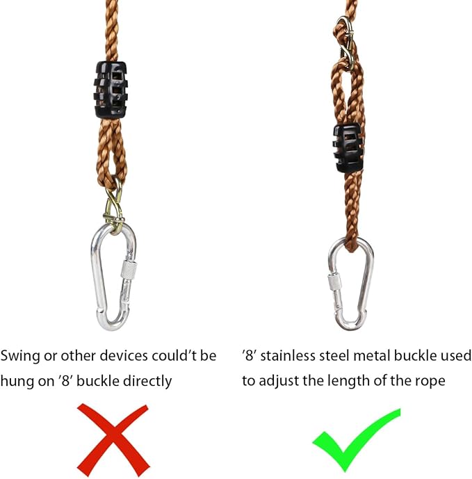 Set of 2 Tree Swing Nylon Ropes Indoor Outdoor Adjustable Hammock Swinging Chair Straps Hanging Kit for Adjustment or Extension - Holds to 700lbs (60 inch, Brown)
