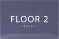 6" X4" Floor 2 Sign - ADA Compliant Tactile Graphics Grade 2 Braille Text | Wall Mount Plastic Directional Assistance, Floor Number Sign for Office, Schools, Hospitals, Apartments