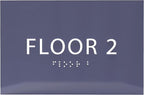 6" X4" Floor 2 Sign - ADA Compliant Tactile Graphics Grade 2 Braille Text | Wall Mount Plastic Directional Assistance, Floor Number Sign for Office, Schools, Hospitals, Apartments