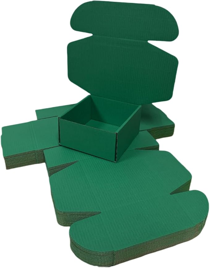 15 Pcs 6 x 6 x 3 inches Corrugated Cardboard Gift Boxes Recyclable Shipping Boxes for Mailing & Holidays, Wedding, Birthday, Gifts Packaging (Hunter Green, 6 x 6 x 3")