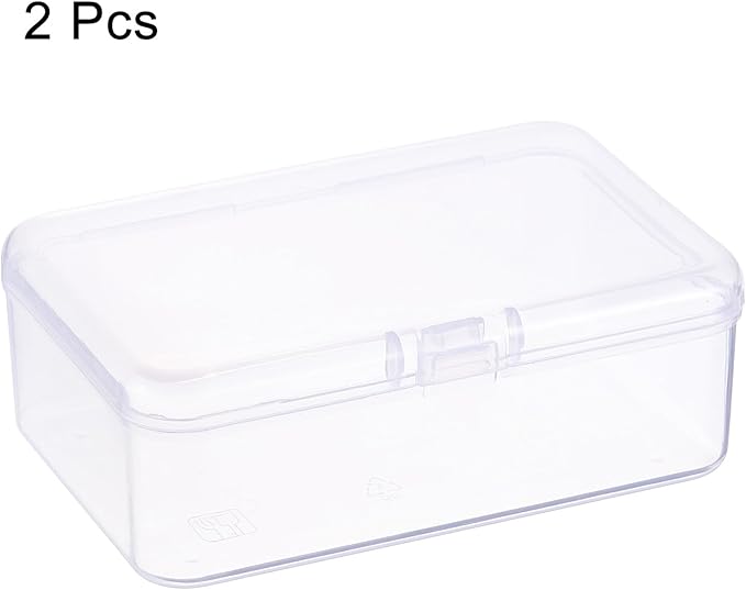 HARFINGTON 2pcs Component Storage Box 3.54" PP Electronic Organizer Box with Cover Hardware Containers Tools Boxes for Small Accessories