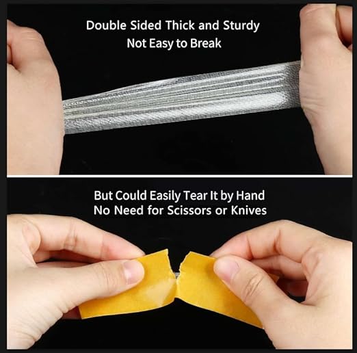 Double-Sided Mesh Tape Heavy Duty, 2.4in x 33FT(10m), Single Sided Cloth Duct Tape Durable,High Stickiness Strong 2 Sided,Multipurpose Removable Residue-Free, Easy Tear Office Decor