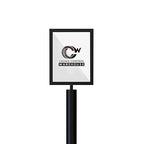Floor Standing Sign Frame with Steel Low Profile Base, 8.5 inches by 11 inches Vertical Sign Frame, Black Post