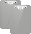 Hongri Plastic Clipboard with Pen Holder, Gray 8.5x11 Letter Size Clip Board for Classroom, Office, Students, Nurses and Women, Low Profile Clip, Size 12.5 x 9 in(Pack of 2)