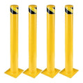 4-Pack 42 Inch Steel Safety Bollard Post, 4.5 Inch Diameter Metal Safety Bollard with 16 Anchor Bolts for Driveway Barrier, Parking Pole, Traffic Control