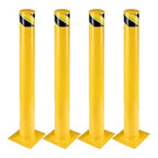 4-Pack 36 Inch Steel Safety Bollard Post, 4.5 Inch Diameter Metal Safety Bollard with 16 Anchor Bolts for Driveway Barrier, Parking Pole, Traffic Control