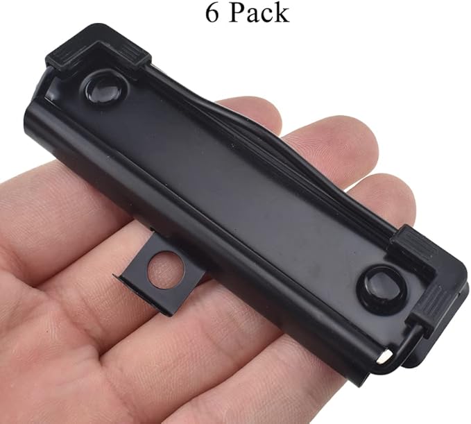 HAHIYO 3.94 Inches Black Metal Clipboard Clips with Rubber Grips 6 Pack Mountable Sturdy Strong Springs with Rivets Document File Wood Plastic Clips Board for Office School Home