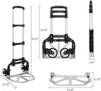 Folding Hand Truck Dolly, Aluminum Portable Foldable Dolly Cart, 200 lbs Capacity Collapsible Hand Cart with Wheels, Ideal for Shoping, Office, Travel, Moving, Black