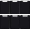 Plastic Clipboards, 6 Packs A4 Size Clip Boards, Paper Clips, Nursing Clipboard, Paper Clip Holder, Writing Board, Document Holder - Black