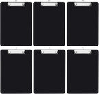 Plastic Clipboards, 6 Packs A4 Size Clip Boards, Paper Clips, Nursing Clipboard, Paper Clip Holder, Writing Board, Document Holder - Black