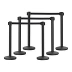 Stanchions with Retractable Belts, 6 Pieces Crowd Control Barrier, Stanchion Posts Set with 6.6 ft/2 m Retractable Belt Barrier Used for Theaters, Parties, Wedding, Exhibition