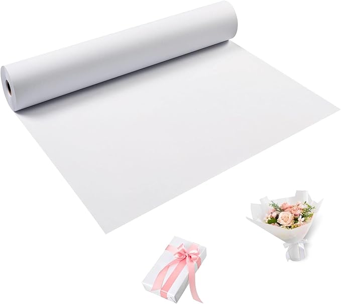 White Wrapping Paper Roll 30"x 1200" Craft Paper Roll for Drawing Painting Art Supplies, White Paper for Easel Poster Bulletin Board, Kraft Paper Roll for Packing Moving, Gift Wrapping Christmas