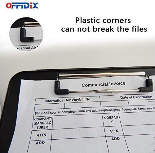 OFFIDIX Clipboard Storage Box,Plastic Paper Holder Storage Clip Board Ideal for School,Letter Size Slim-Case Home and Office Use Memo Clipboard,Black
