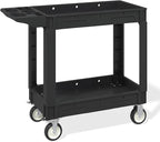 Heavy Duty Utility Rolling Tool Cart, 550 lbs Capacity Utility Service Cart with Two Trays and Wheels, 40 x 17-Inch Rolling Service Carts Huge Storage, Garage, Warehouse, Workshop, Black