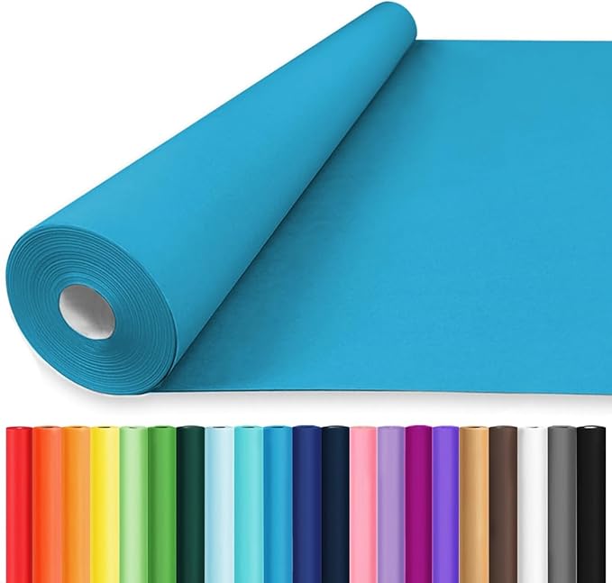 Vanhench 17.8"x1500" (125') Lake Blue Wrapping Paper, Solid Color Art Kraft Craft Paper for Birthday Gift Wrapping/Poster Bulletin Board, Floral Bouquet Flower Crafts Packing, Moving Supplies