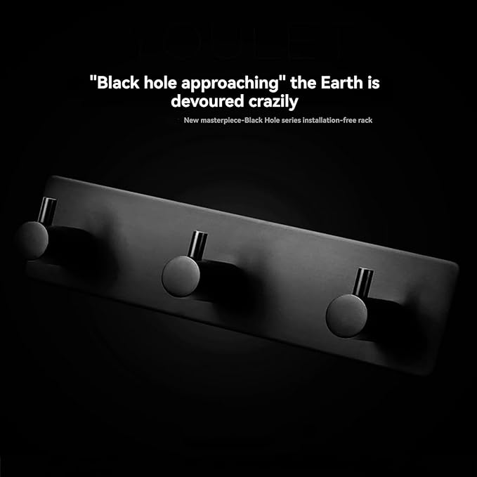 Kingdong Black Key Holder for Wall 304 Stainless Key Hooks Adhesive Key Holder Wall Mount Key Hanger with 3 Heavy Duty Hooks Key Organizer for Kitchen, Bedroom, Bathroom (Black(3 Hooks))