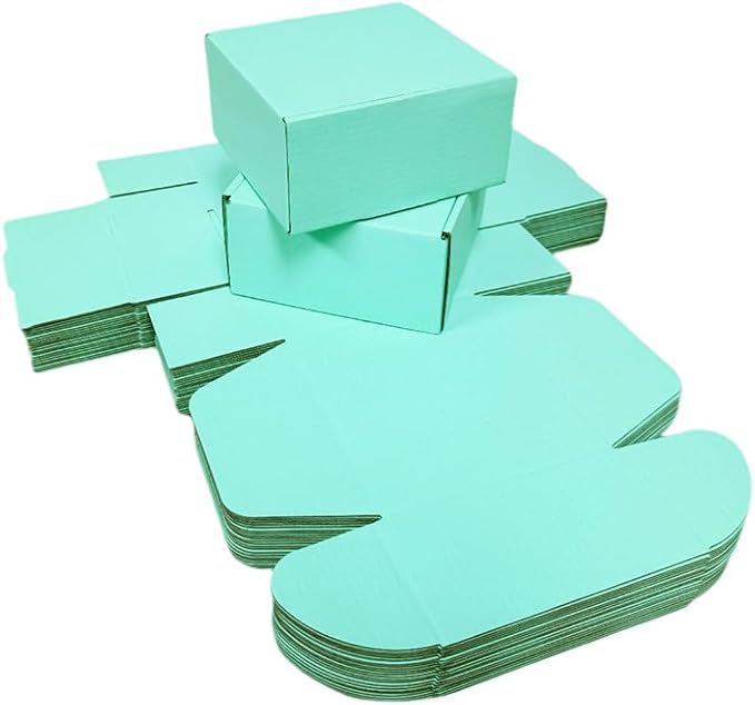15 Pcs 6 x 6 x 3 inches Corrugated Cardboard Gift Boxes Recyclable Shipping Boxes for Mailing & Holidays, Wedding, Birthday, Gifts Packaging (Mint green, 6 x 6 x 3")