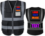High Visibility Safety Reflective Vest with Pockets and Zipper Construction Hi Vis Work Vest(Black 3XL)
