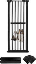 Lumizone Extra Tall Cat Gate 61.02" High Pressure Mounted Extra Wide 26.38"-30.11" (17Sizes) 1.37" Gap No Drilling Auto-Close Tall Pet Gate for Dogs (Black, 26.38"-30.11" W)