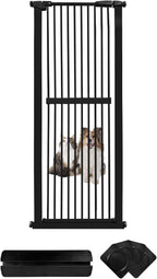 Lumizone Extra Tall Cat Gate 61.02" High Pressure Mounted Extra Wide 26.38"-30.11" (17Sizes) 1.37" Gap No Drilling Auto-Close Tall Pet Gate for Dogs (Black, 26.38"-30.11" W)