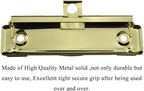 HAHIYO 3.94 Inches Gold Metal Mountable Clipboard Clips - 6 Pack, Durable Spring Loaded Clip with Rubber Grips, Hanging Hole and Rivets - Document File Wood Plastic Clip Board for Office School Home