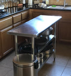 AmGood Stainless Steel Work Table with 2 Shelves and Casters | Metal Utility Table On Wheels (Stainless Steel, 84" Long x 24" Deep)
